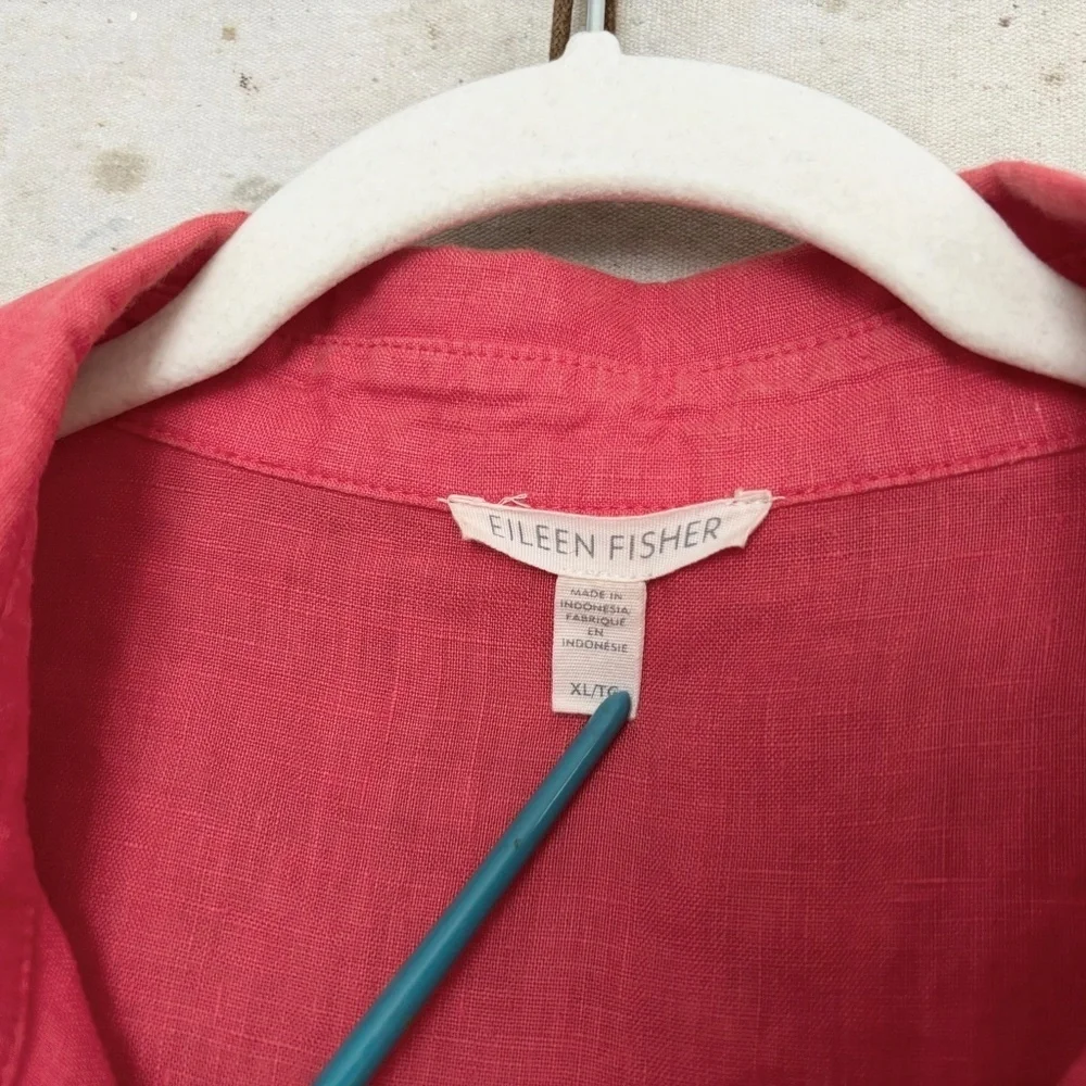 Eileen Fisher Garment Dyed Organic Linen Classic Collar Dress, Grenadine - Picture 5 of 5